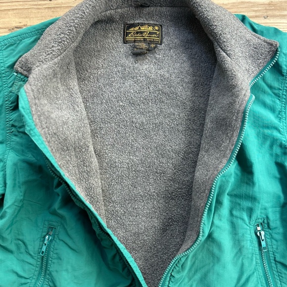 Vintage 80s/90s Eddie Bauer Fleece Lined Zip Up Windfoil Jacket USA Made Size L - Picture 3 of 5